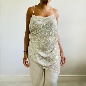 Zara silver sequinned asymmetric top